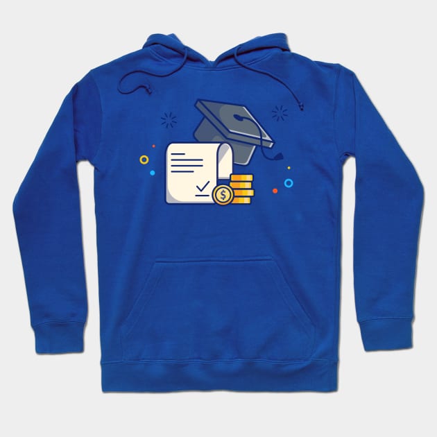 Scholarship, Graduation Cap, Certificate And Coin Cartoon Hoodie by Catalyst Labs